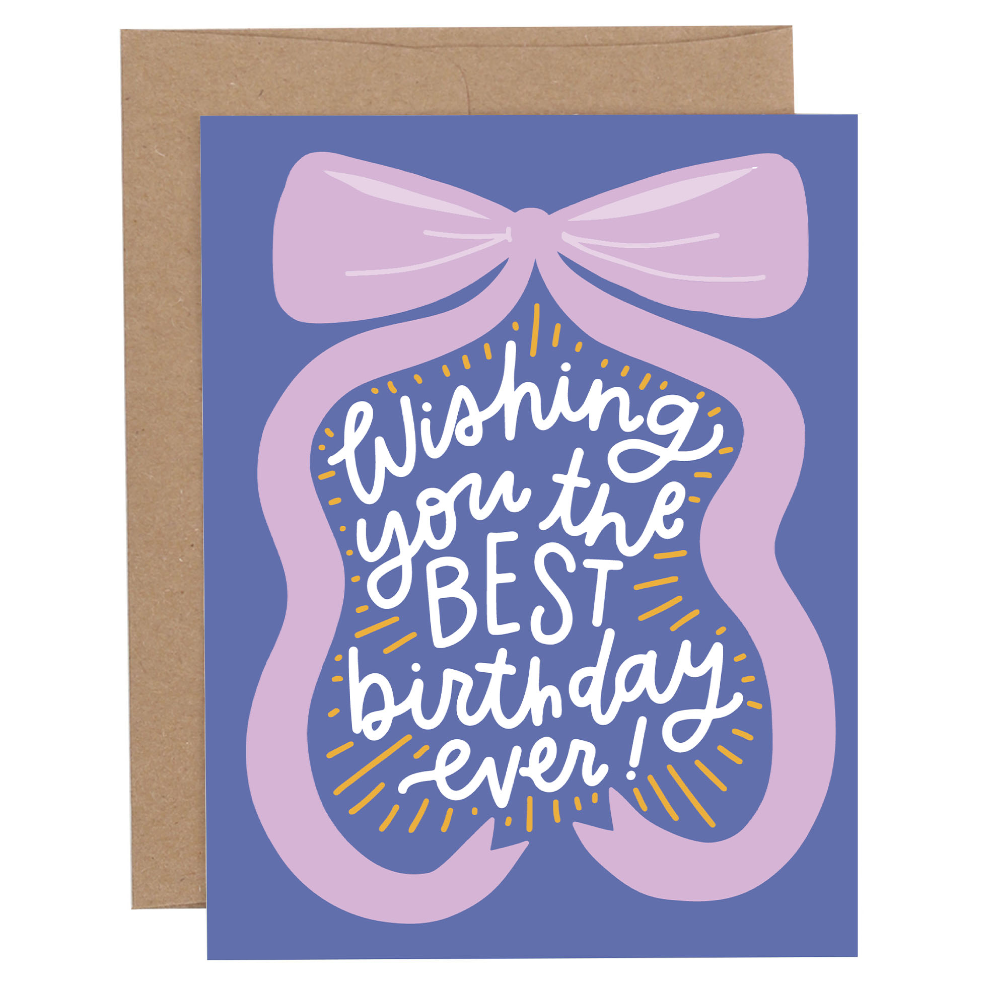 Wishing You The Best Birthday Ever Bow Greeting Card, image size:1960x1960