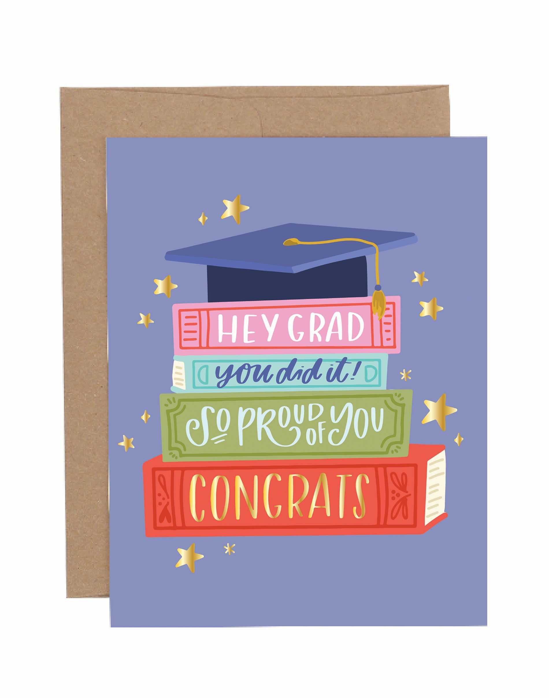 Grad Book Stack Graduation Greeting Card - Pippi Post Grad Book Stack Graduation Greeting Card - Pippi Post