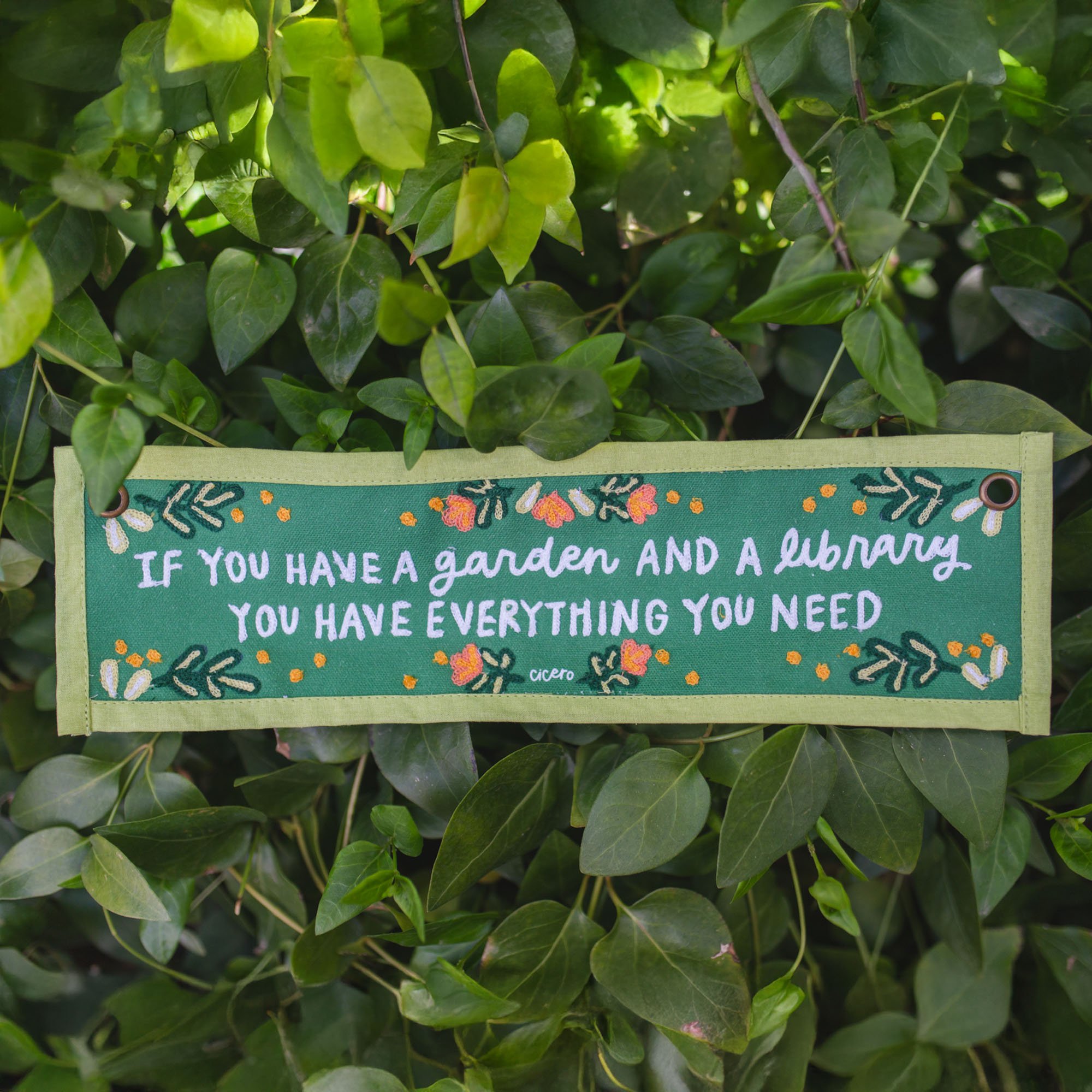 Garden And A Library Canvas Banner
