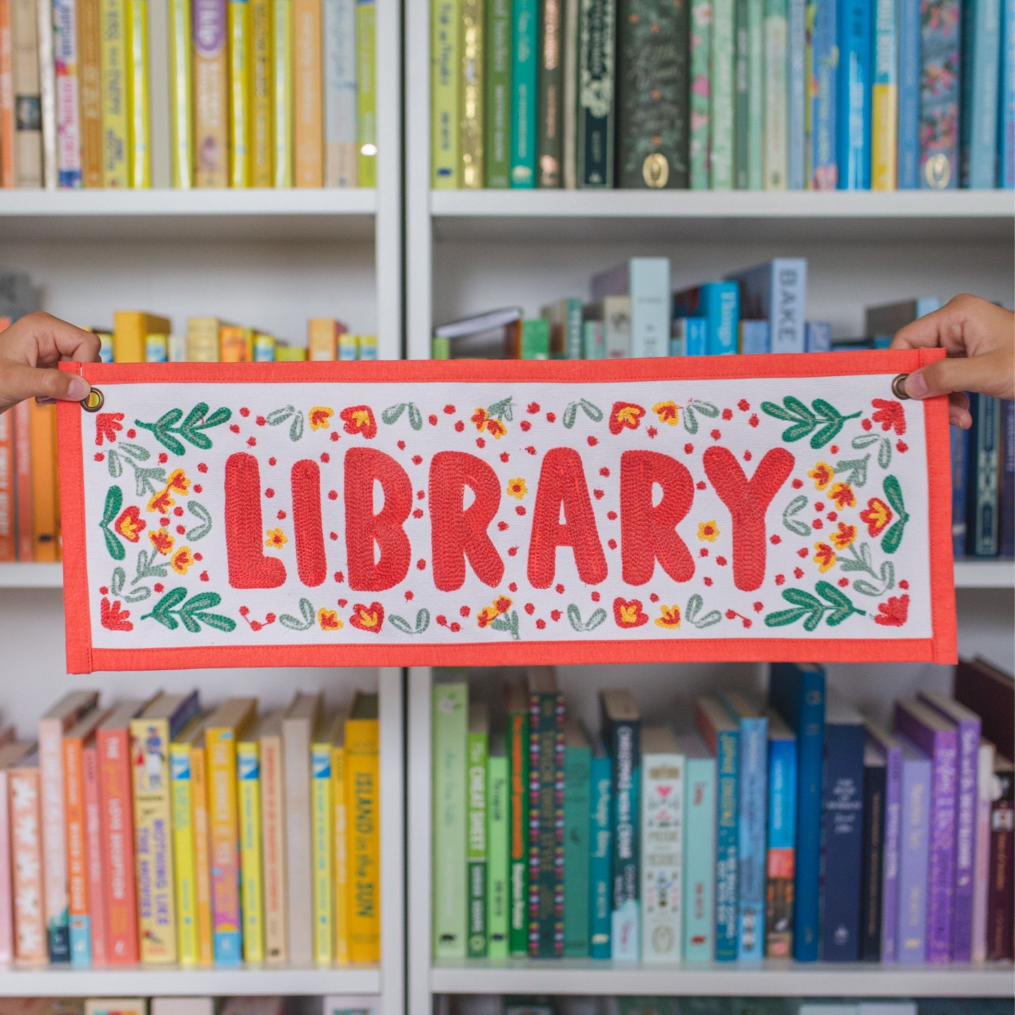 Library Embroidered Canvas Banner - PREORDERING