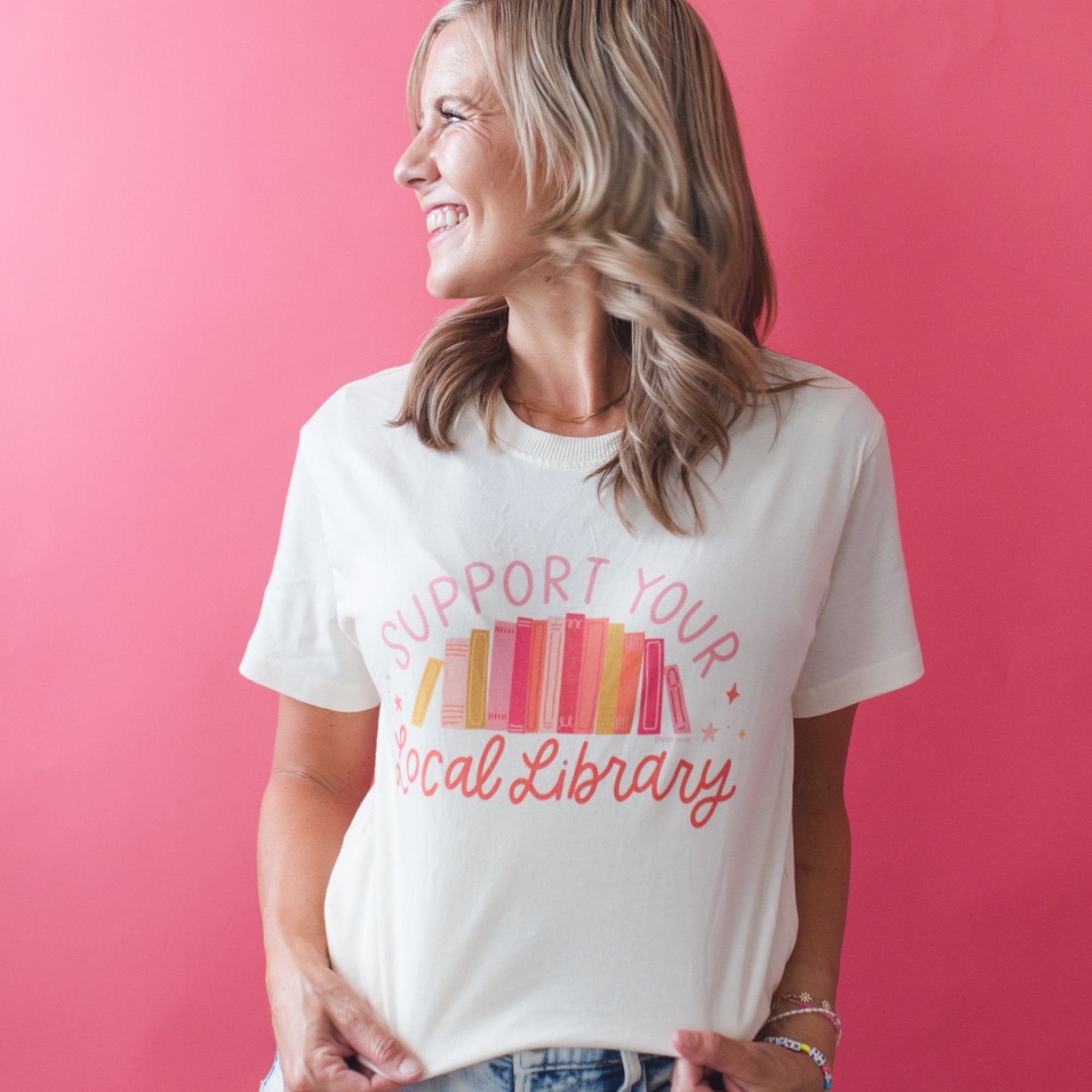 Support Your Local Library Tee - Ivory